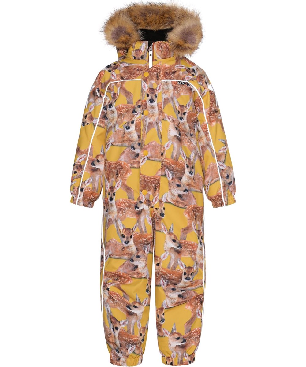Polaris Fur - Fawns - Recycelter gelber Schneeanzug mit Hirschprint