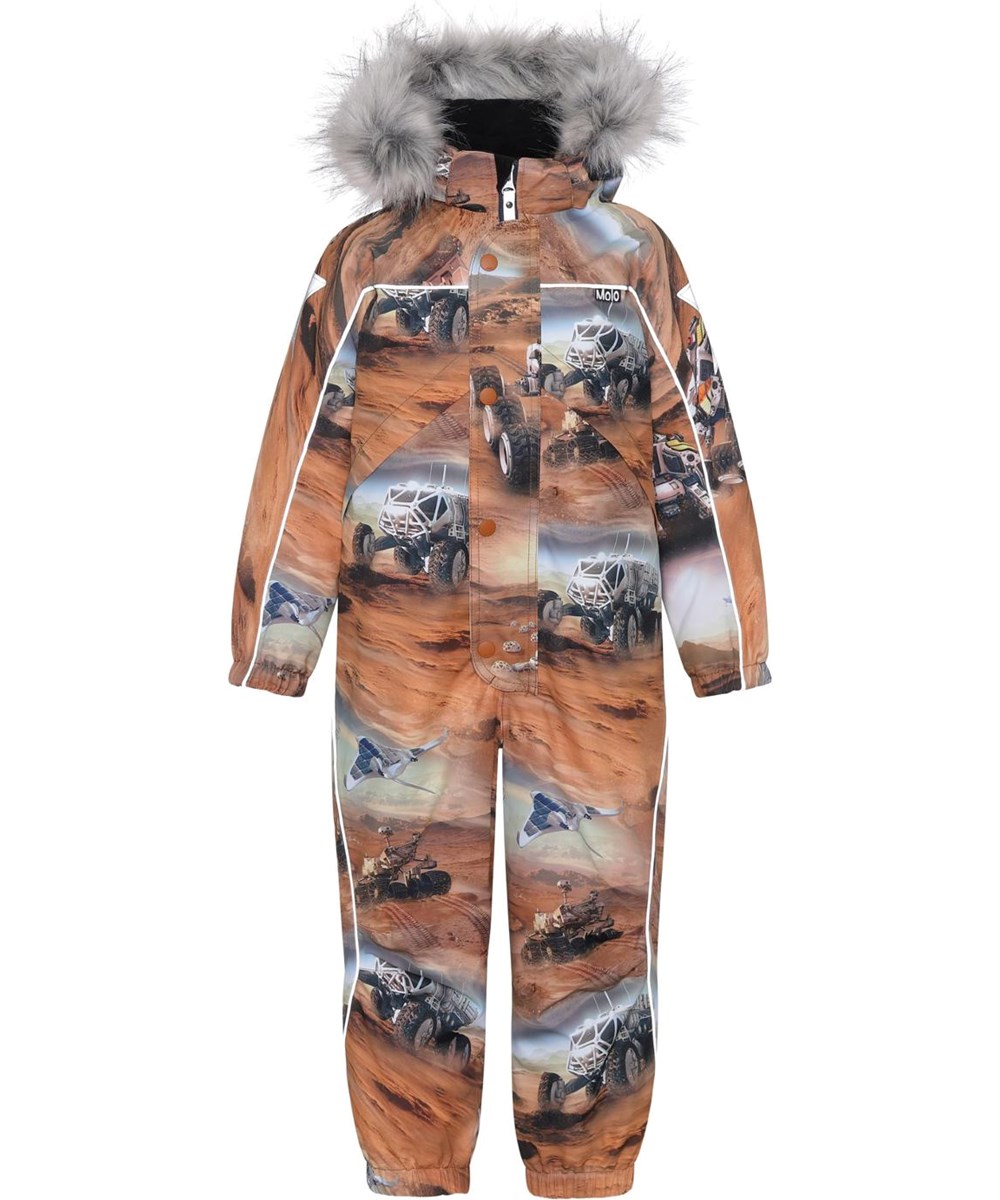 Polaris Fur - Mars - Recycelter brauner Schneeanzug mit Aufdruck von Mars
