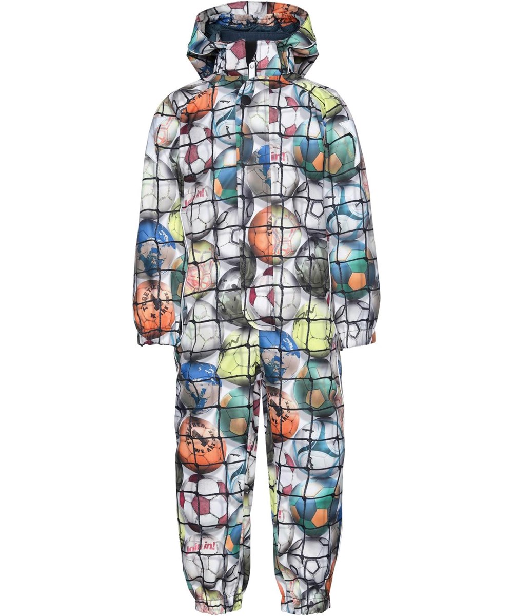 Polly - Footballs - Wasserdichter Overall mit Fußballdruck