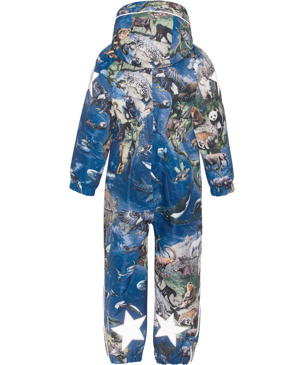 Polly - Living Wildlife - Blauer Sommer-Overall mit Tiere-Druck