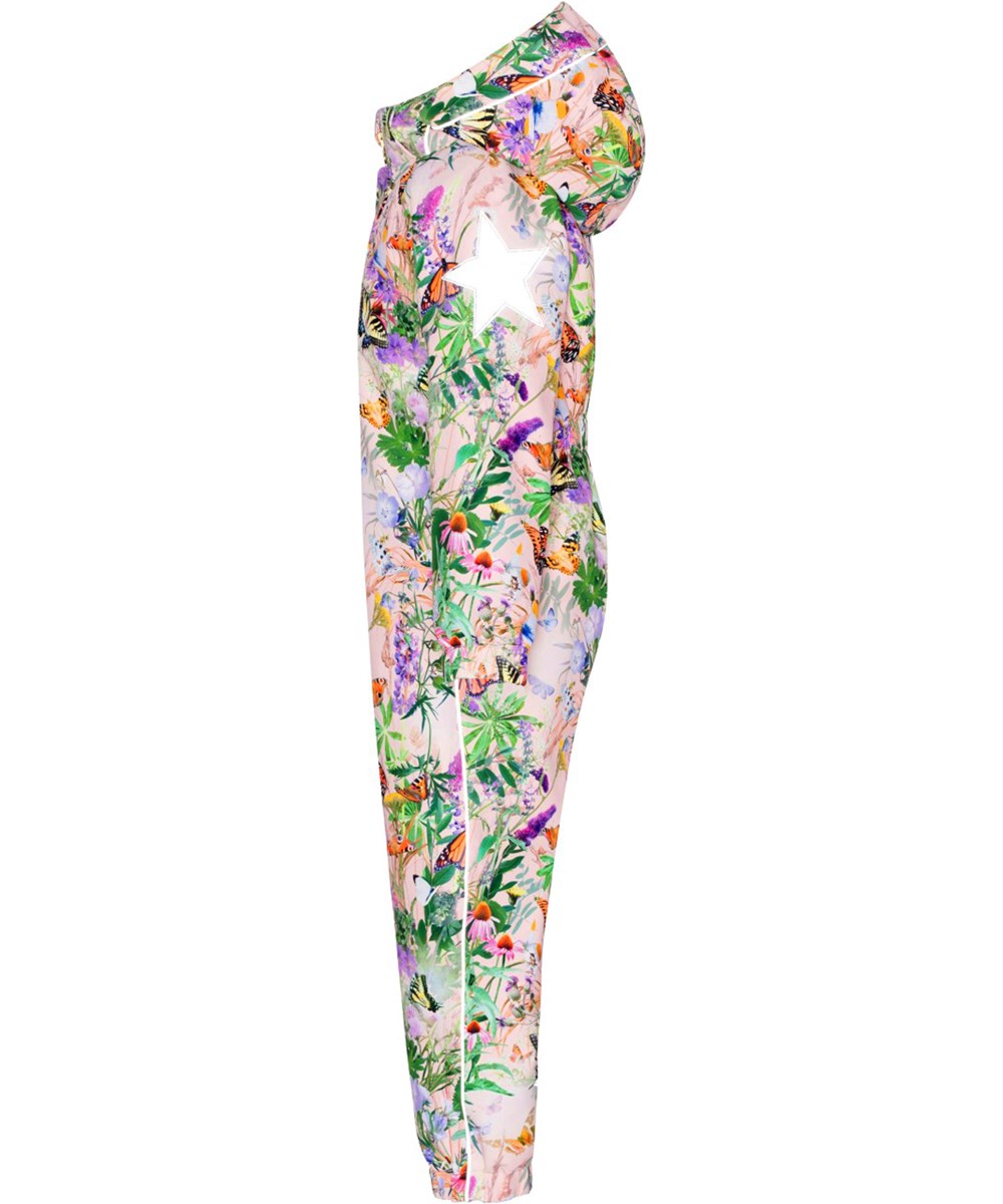 Polly - Wild Butterflies - Wasserdichter Sommeroverall in Rosa mit Blumenprint.