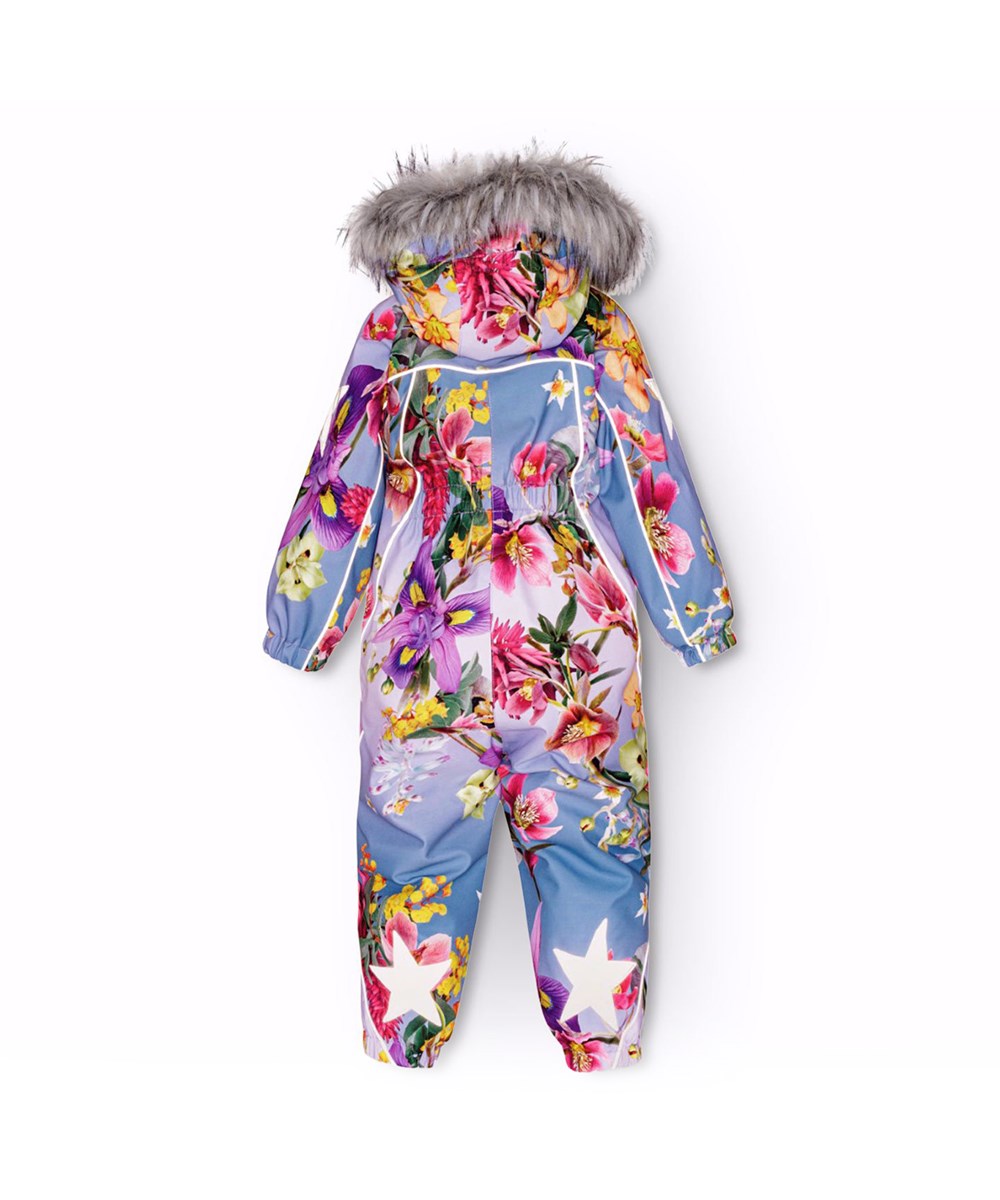Pyxis Fur - Gradient Bloom - Kinder-Schneeanzug aus recyceltem Polyester mit Blumenmuster.