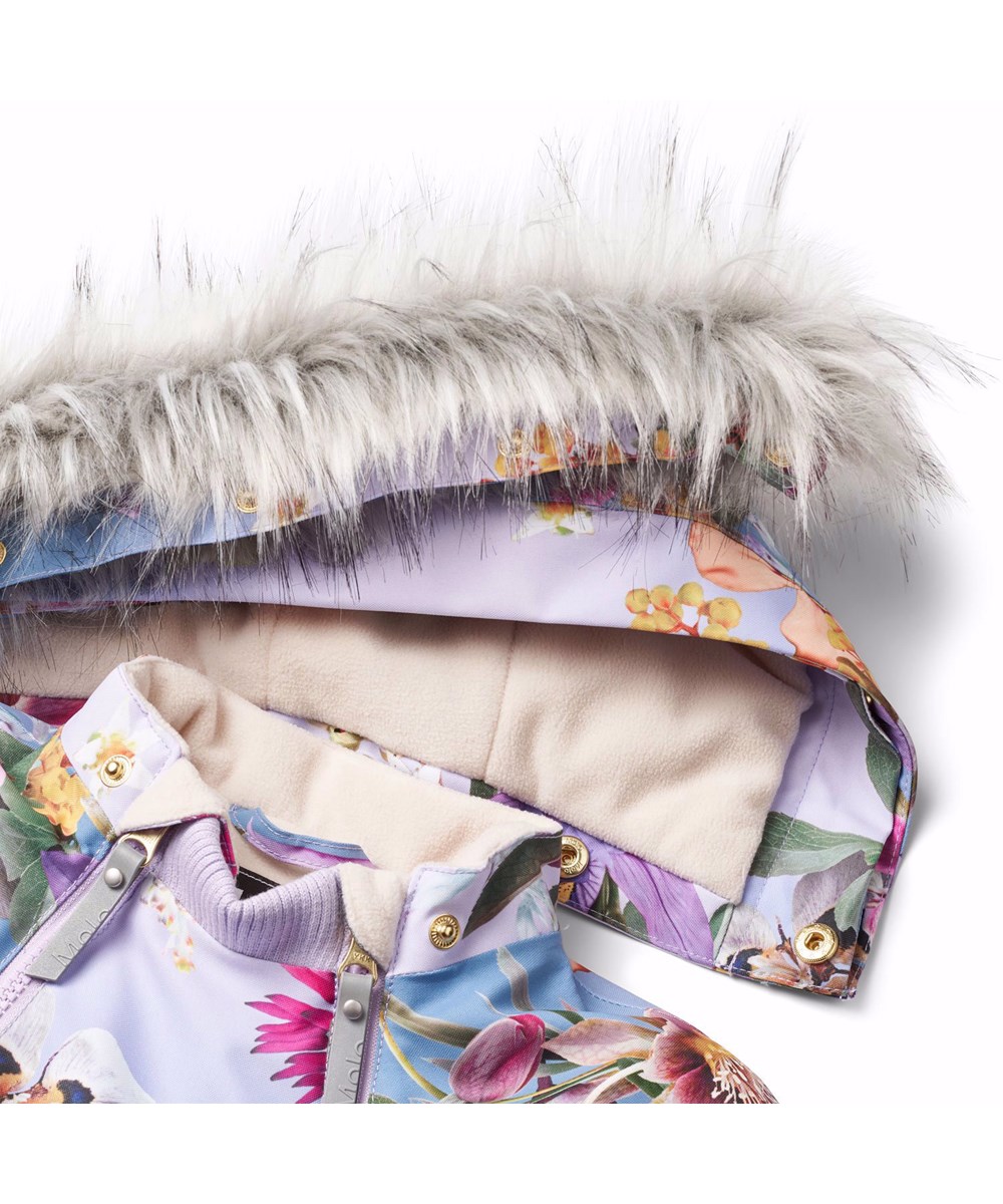 Pyxis Fur - Gradient Bloom - Kinder-Schneeanzug aus recyceltem Polyester mit Blumenmuster.