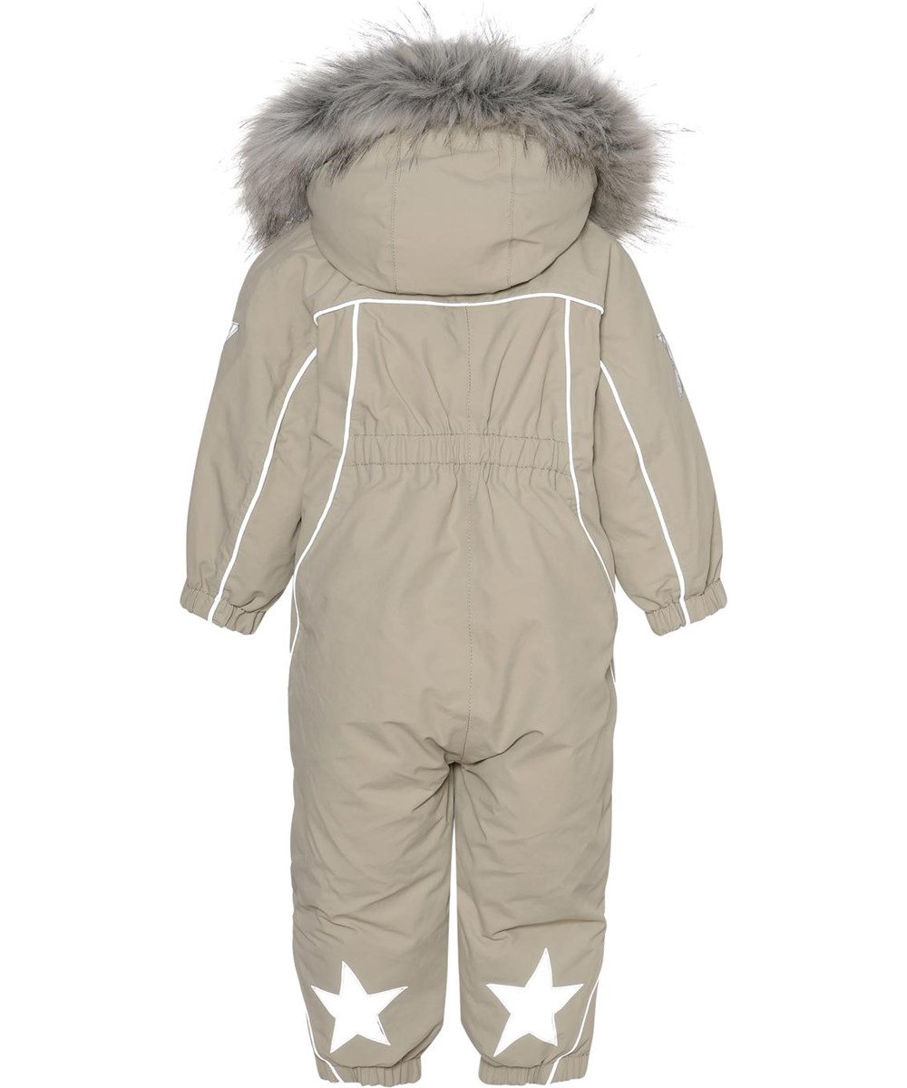 Pyxis Fur - Moon Sand - Recycelter Baby-Schneeanzug in Beige mit Fell