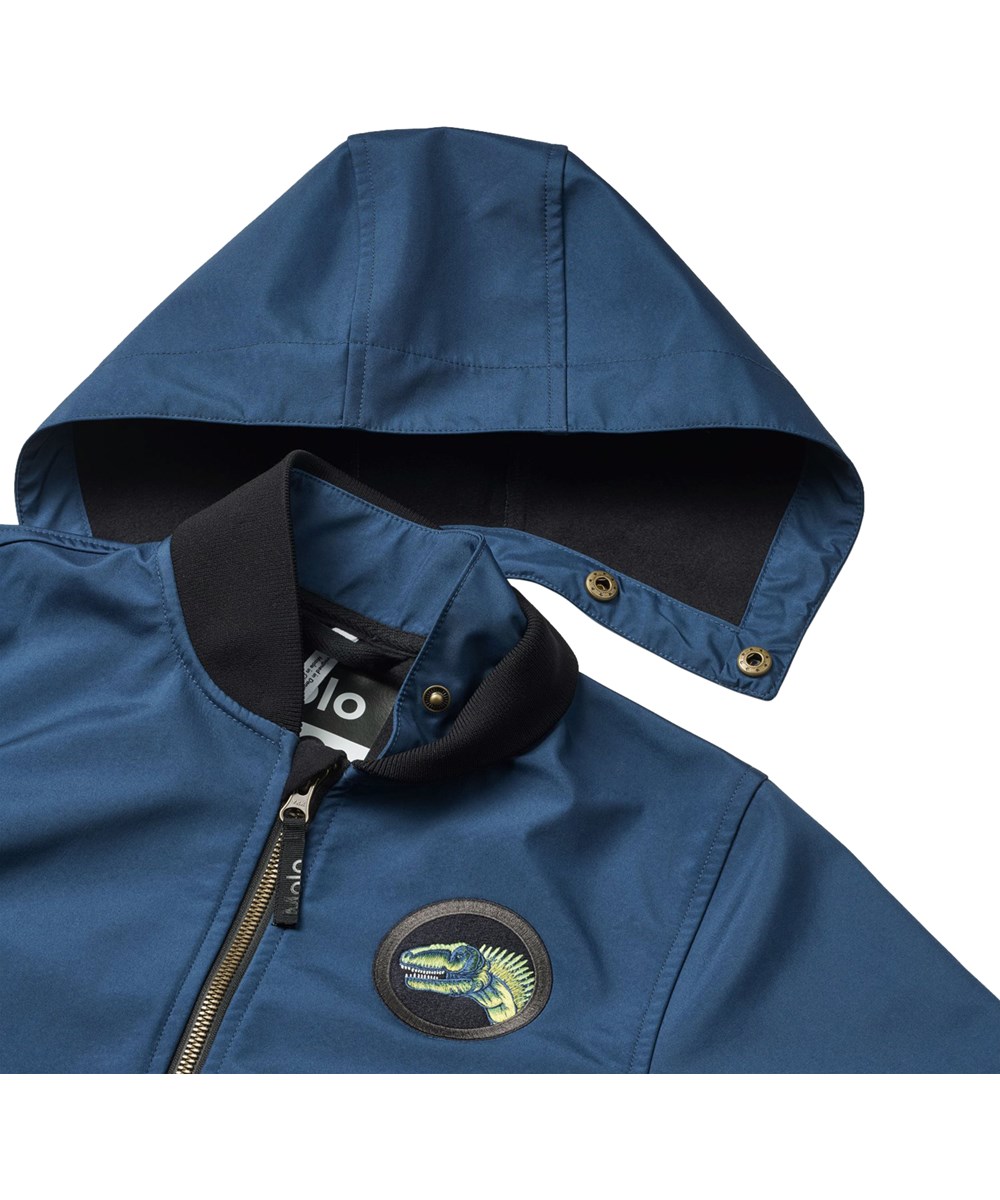 Cloudy - Oceanica - Blue water-repellent bomber jacket with detachable hood for children