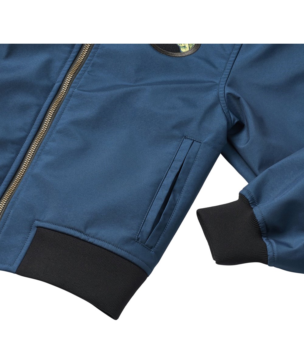 Cloudy - Oceanica - Blue water-repellent bomber jacket with detachable hood for children