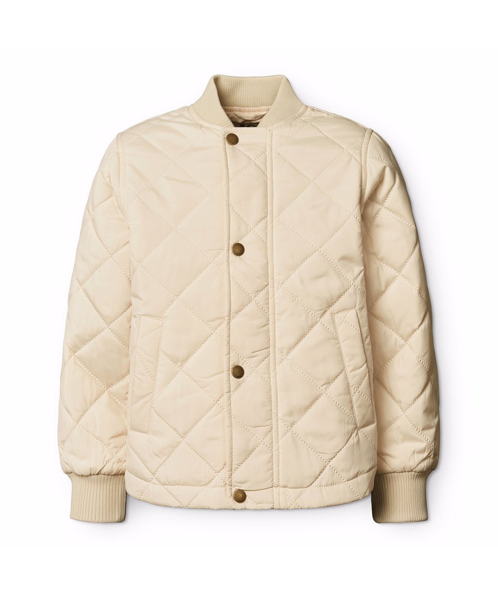 Hallow - Brazilian Sand - Beige quilted thermal jacket for children in recycled polyester.