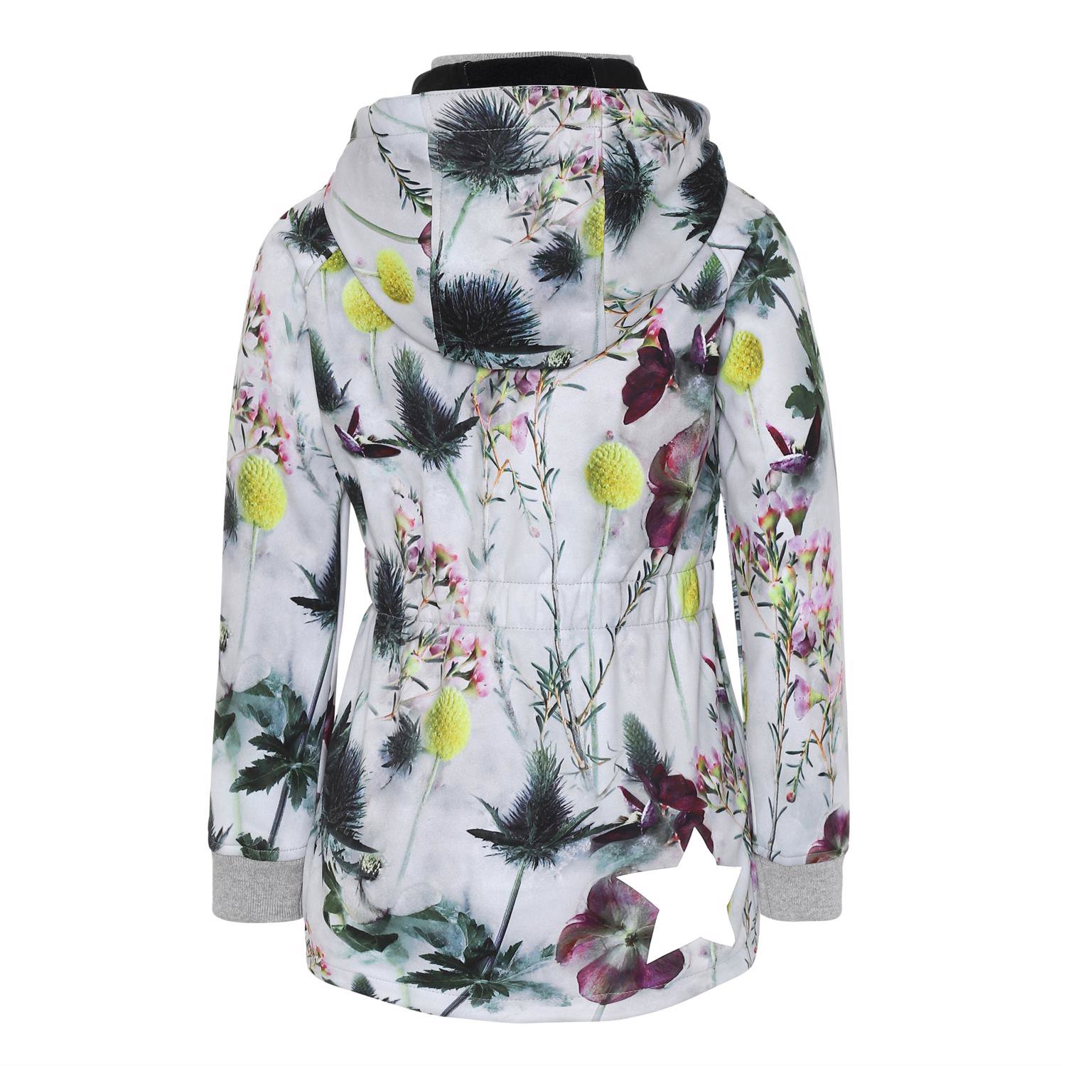 Hillary - Frozen Flowers - White soft shell jacket with flowers. - Molo