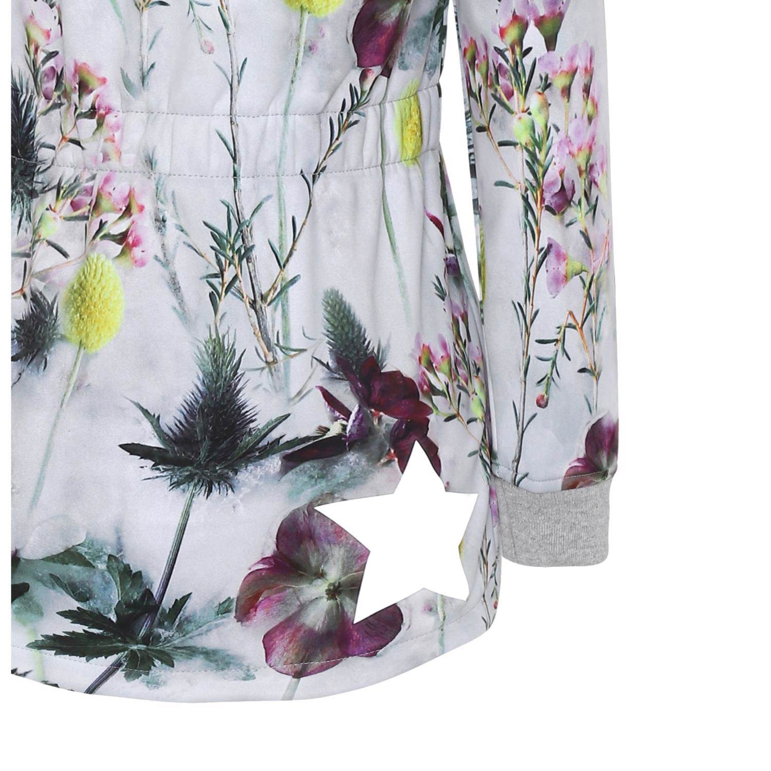 Hillary - Frozen Flowers - White soft shell jacket with flowers. - Molo