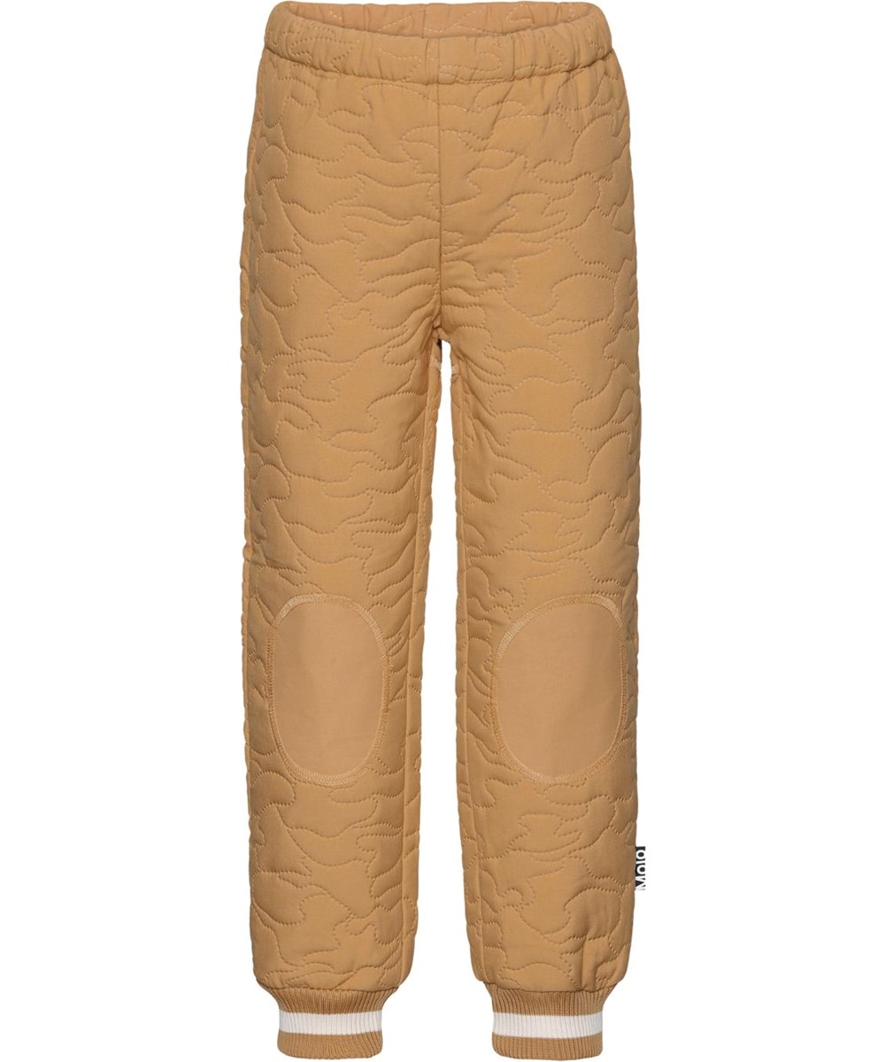Hoti - Honey - Golden thermal trousers with green stripe