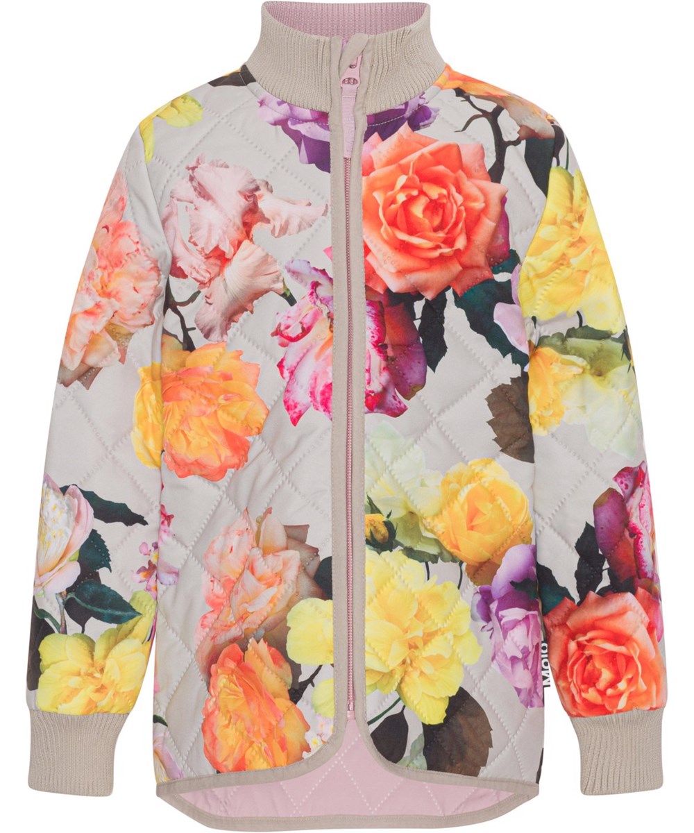 Husky - Rose Park Grey - Thermal jacket in grey with large floral print