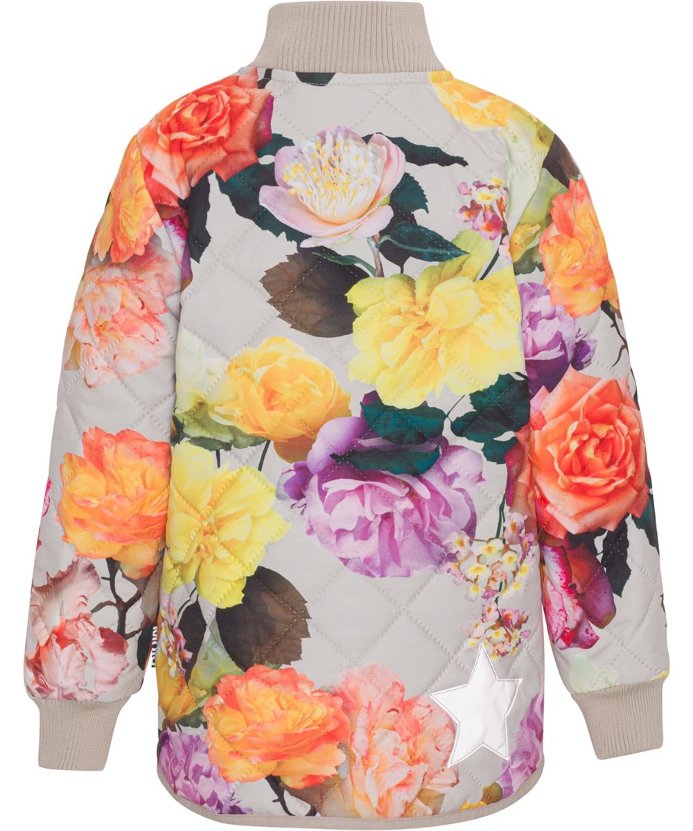 Husky - Rose Park Grey - Thermal jacket in grey with large floral print