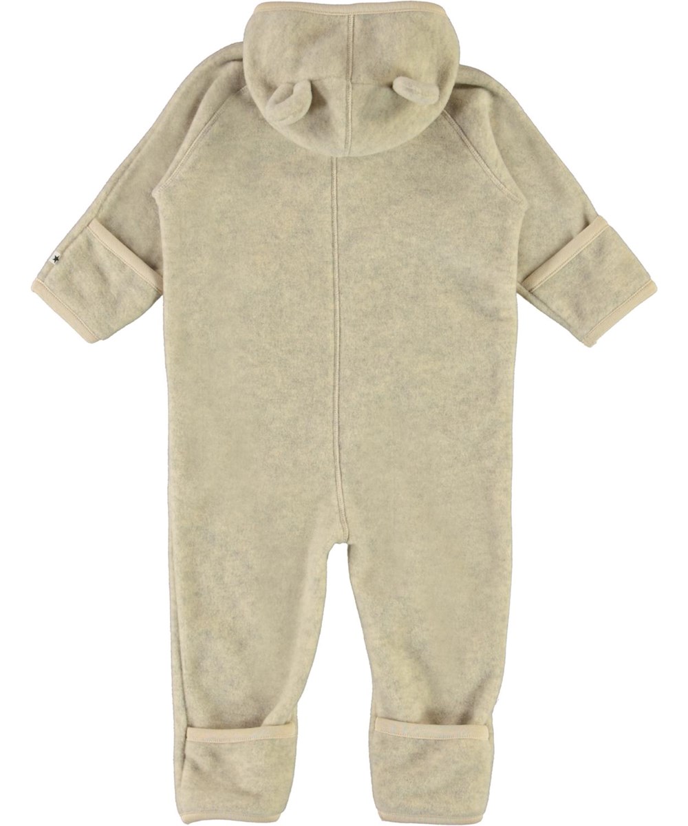 Udo - Banana Crepe - Light yellow fleece romper with ears 