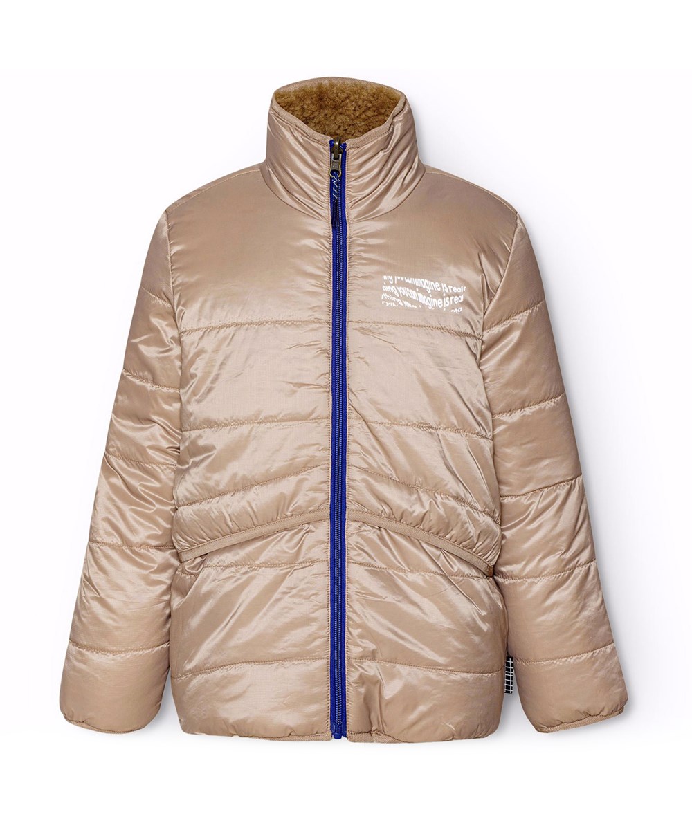 Ugo - Mocha - Reversible fleece jacket for children in brown colors