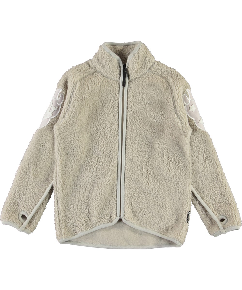 Ulan - Dark White - Teddy fleece jacket with claw 