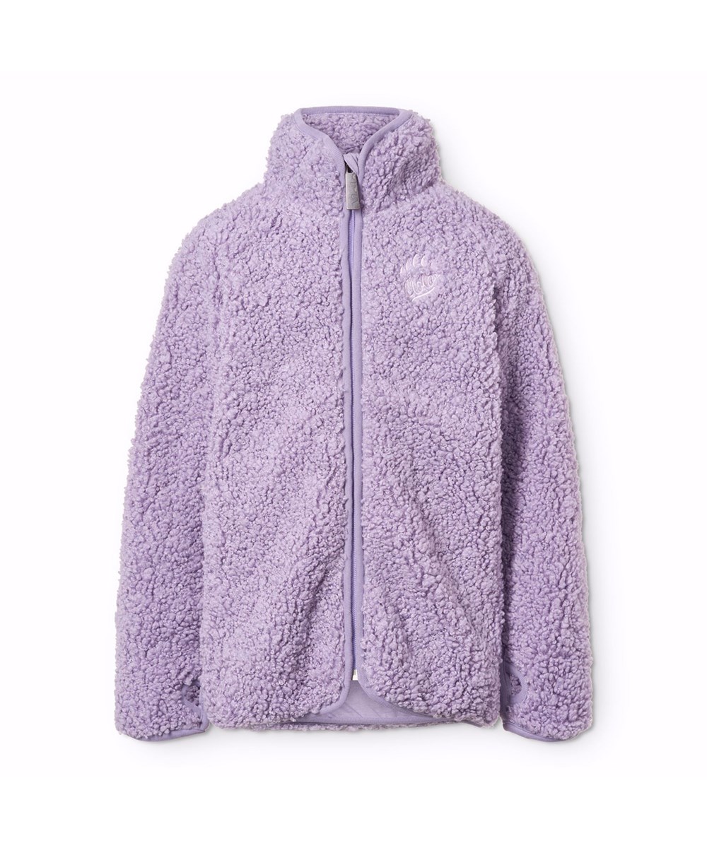 Ulan - Daybreak - Purple fleece jacket for children made of recycled polyester with a nice back patch in durable nylon.
