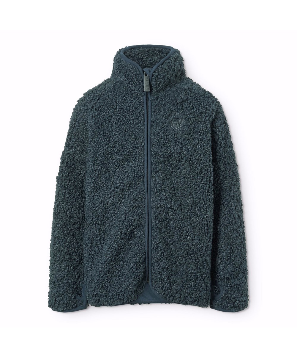 Ulan - Night Navy - Dark blue fleece jacket for children made of recycled polyester with a nice back patch in durable nylon.