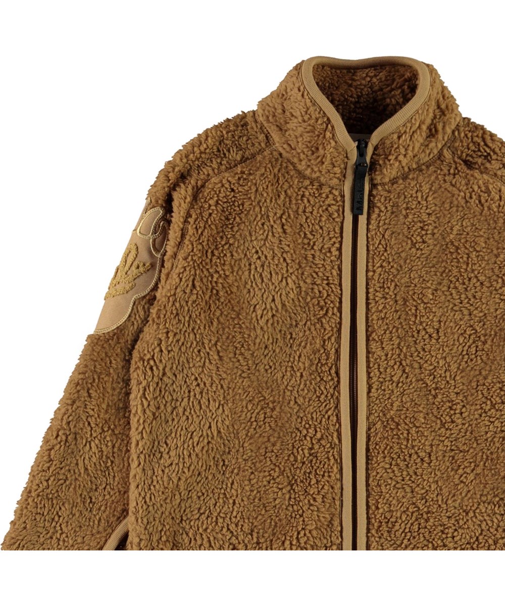 Ulan - Sandstone - Brown teddy fleece jacket with paws