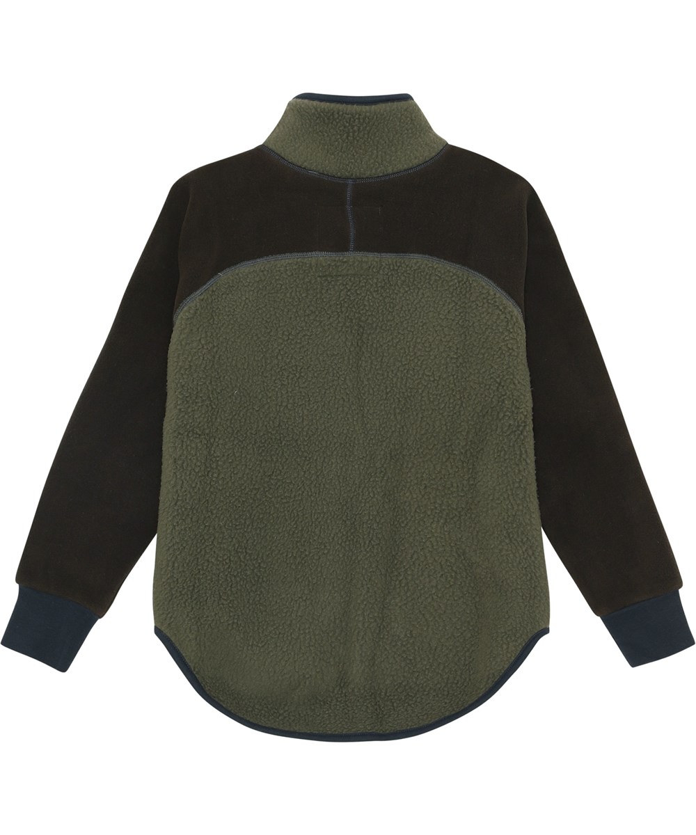 Ulani - Forest Block - Green and brown recycled fleece jacket