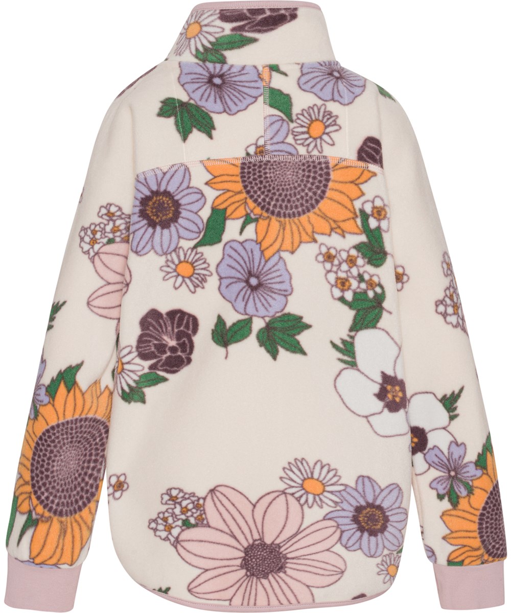 Ulani - Retro Bloom - Floral zip-up fleece jacket in 100% recycled polyester