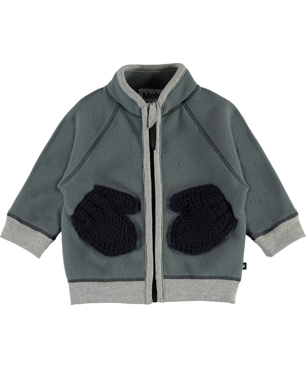 Ulf - Stormy Weather - Grey fleece jacket with mitten pockets 