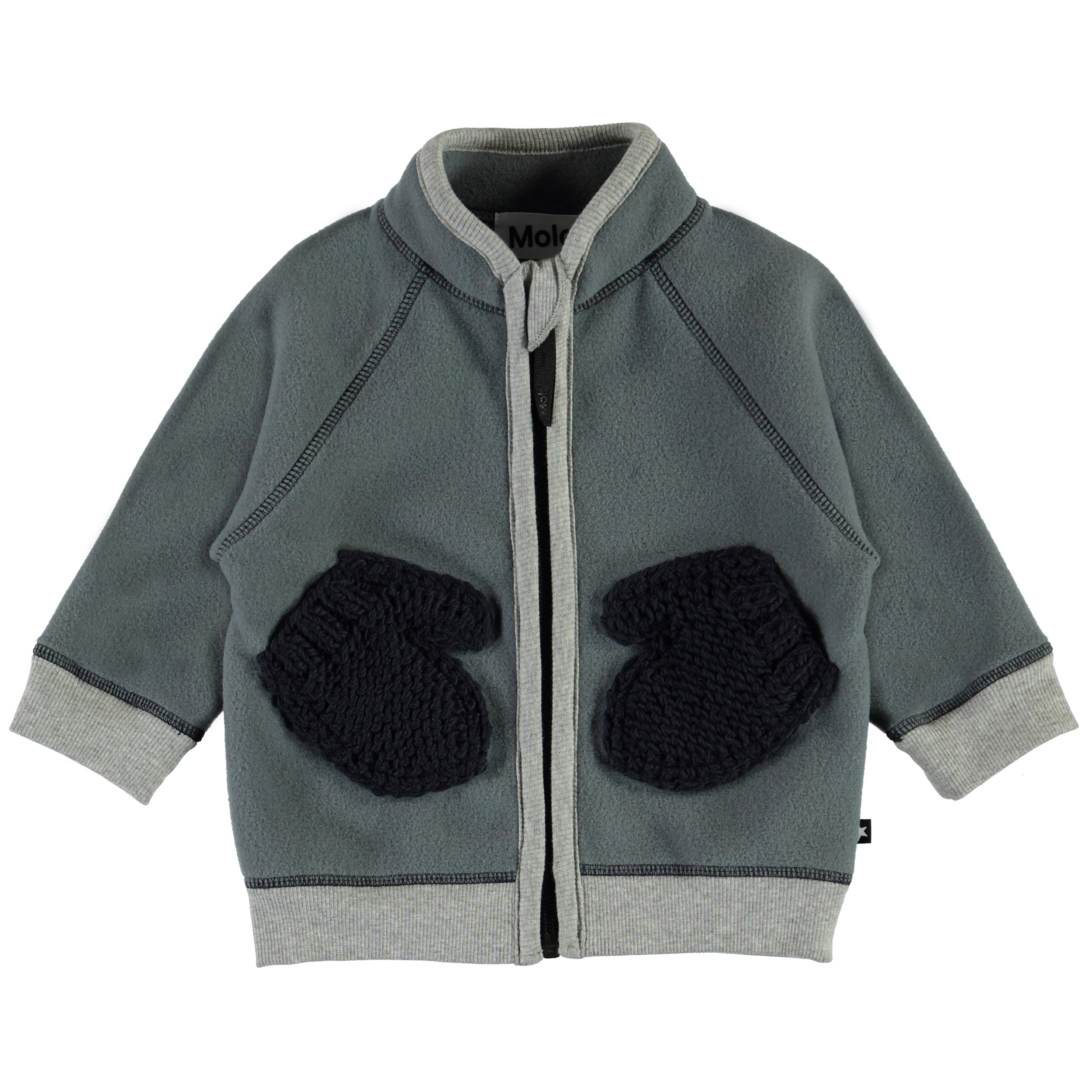 Stormy grey fleece ruffled collar Sweatshirt