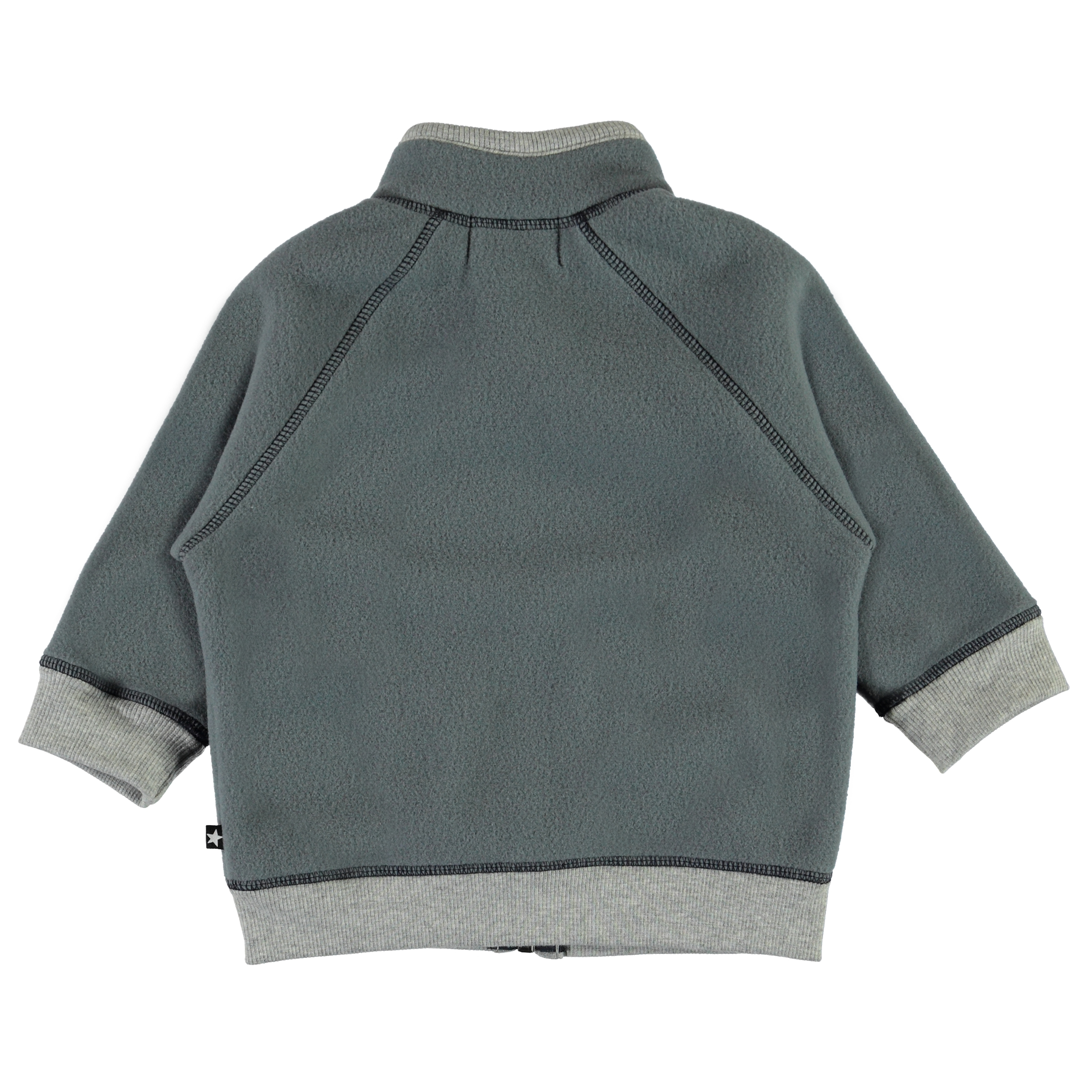 Ulf Stormy Weather Grey fleece jacket with mitten pockets Molo