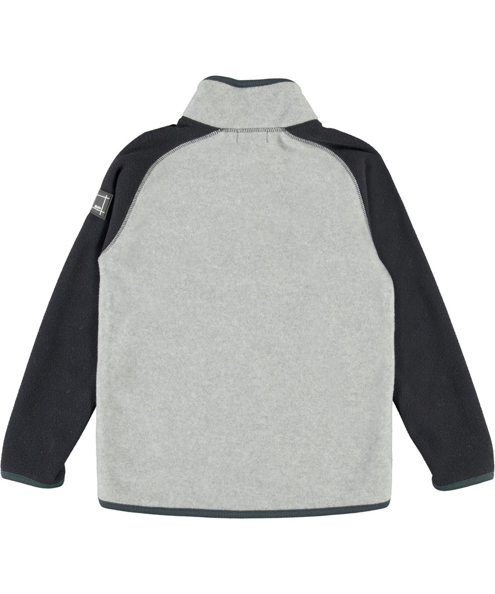 Ulrick - Grey Melange - Fleece jacket in grey with black sleeves