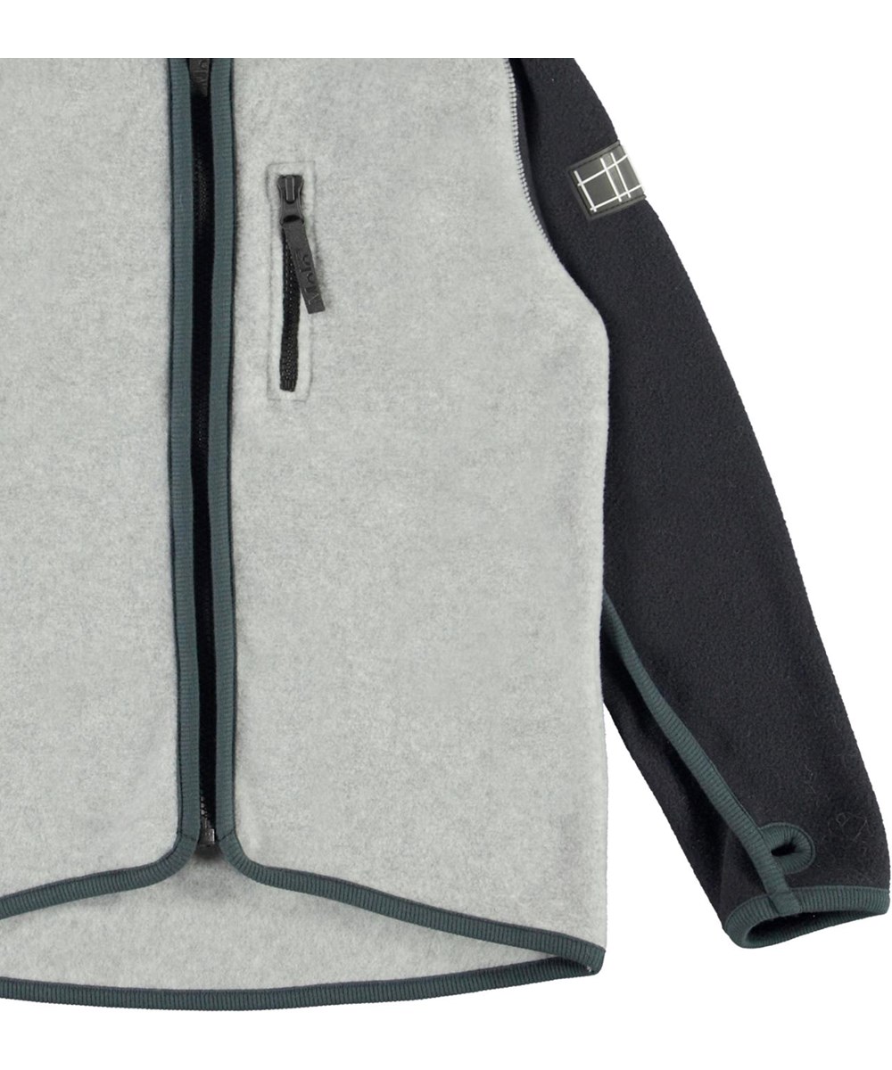 Ulrick - Grey Melange - Fleece jacket in grey with black sleeves