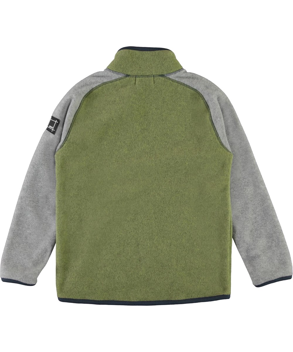 Ulrick - Khaki Green - Green fleece jacket with grey sleeves 