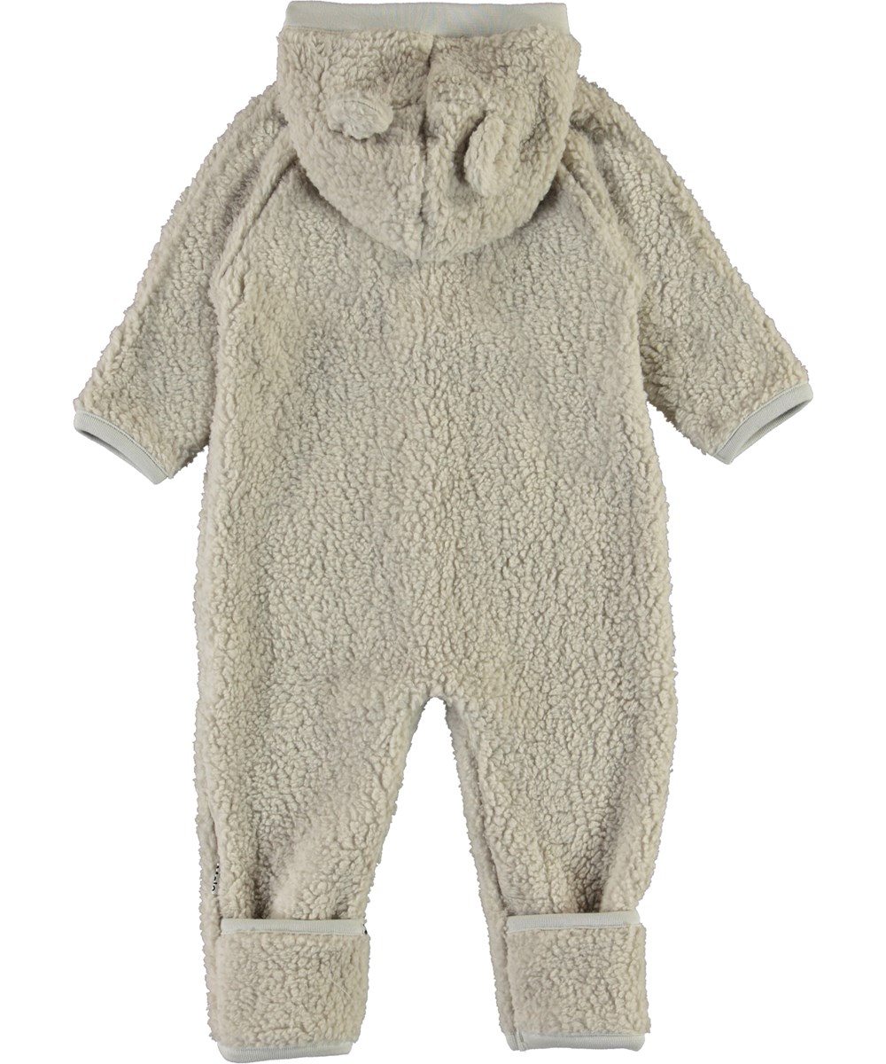 Umeko - Dark White - Baby fleece romper with ears