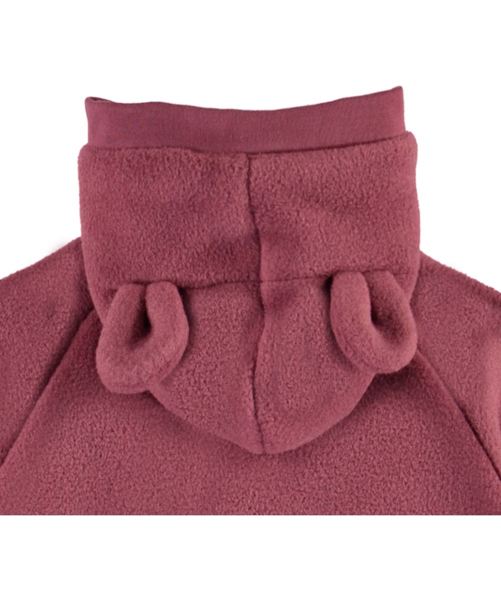Umeko - Maroon - Bordeaux fleece romper with ears 