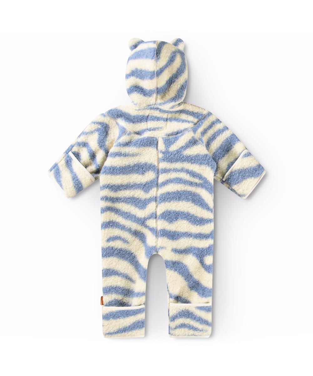 Umeko - Zebra Blue - Zebra striped fleece suit in lavender blue for babies and toddlers
