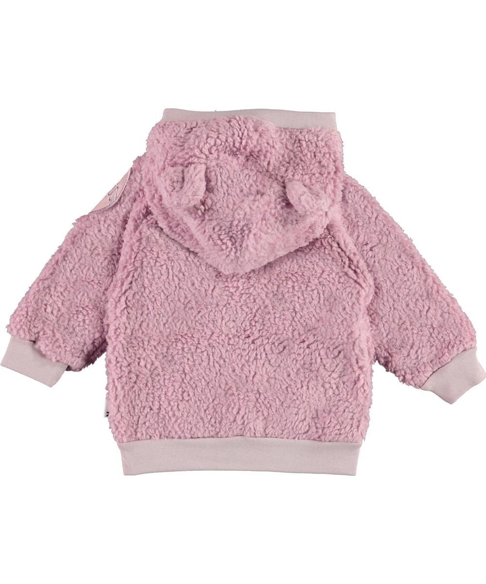 Ummi - Blue Pink - Pink baby fleece jacket with ears 