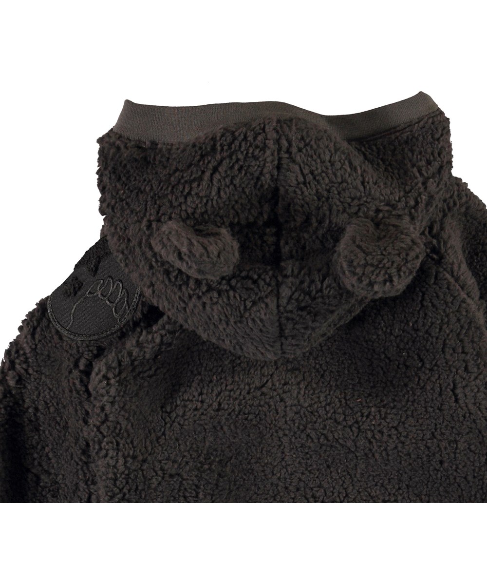 Ummi - Brown Darkness - Brown baby fleece jacket with ears