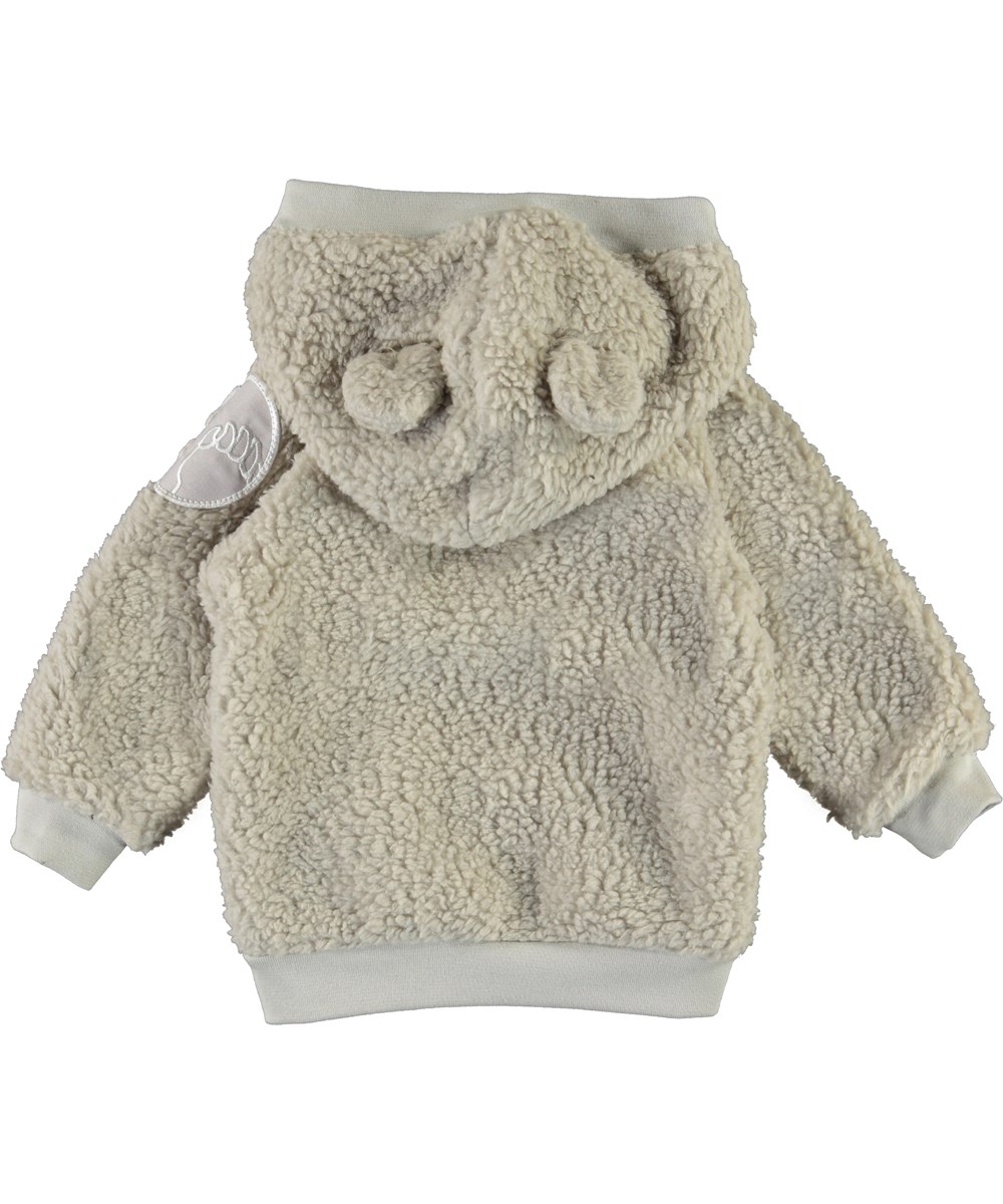 Ummi - Dark White - White baby fleece jacket with ears