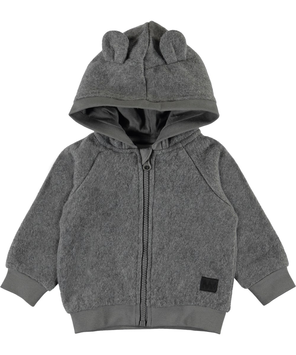 Ummi - Grey Melange - Grey baby hoodie with ears 