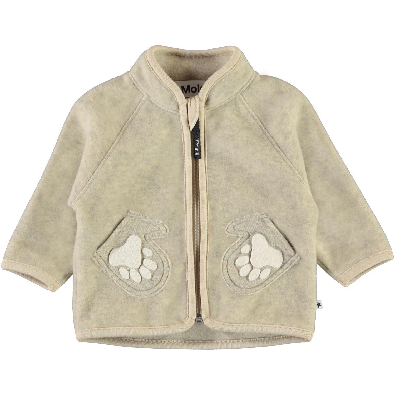 Uni Banana Crepe Baby fleece jacket in yellow with mitten pockets