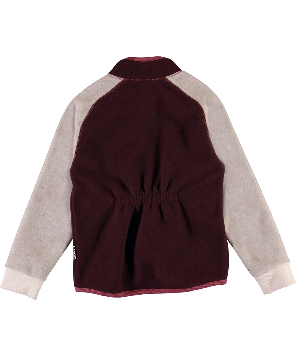 Unna - Maroon - Bordeaux fleece jacket with rose sleeves