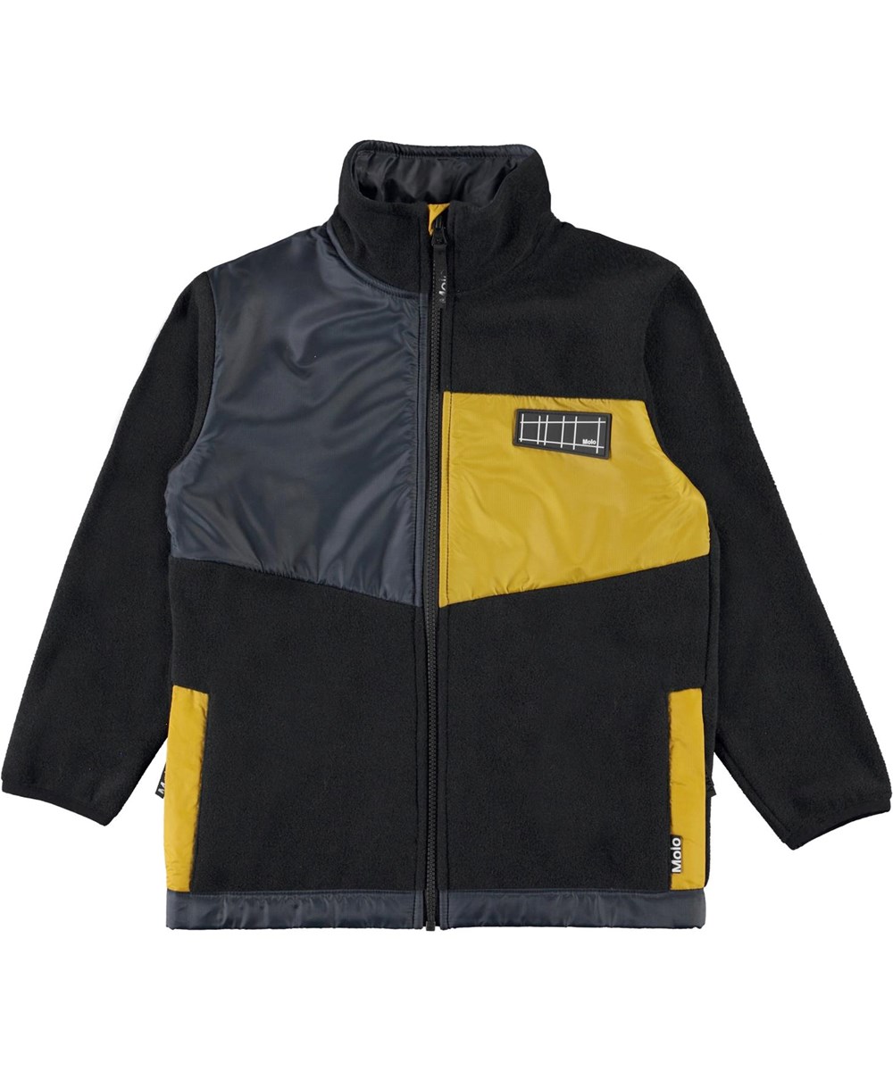 Urbain - Black - Fleece jacket with yellow details 