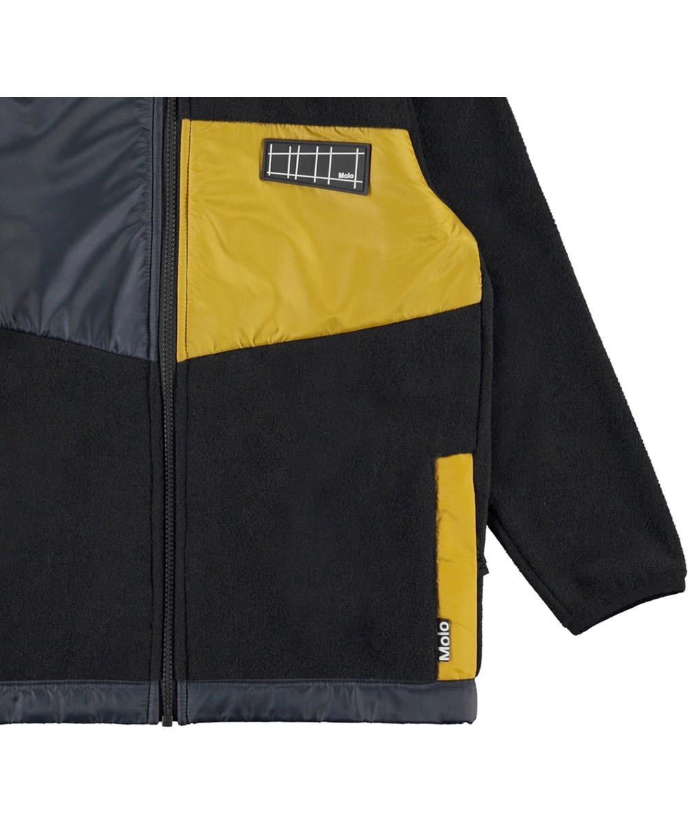 Urbain - Black - Fleece jacket with yellow details 