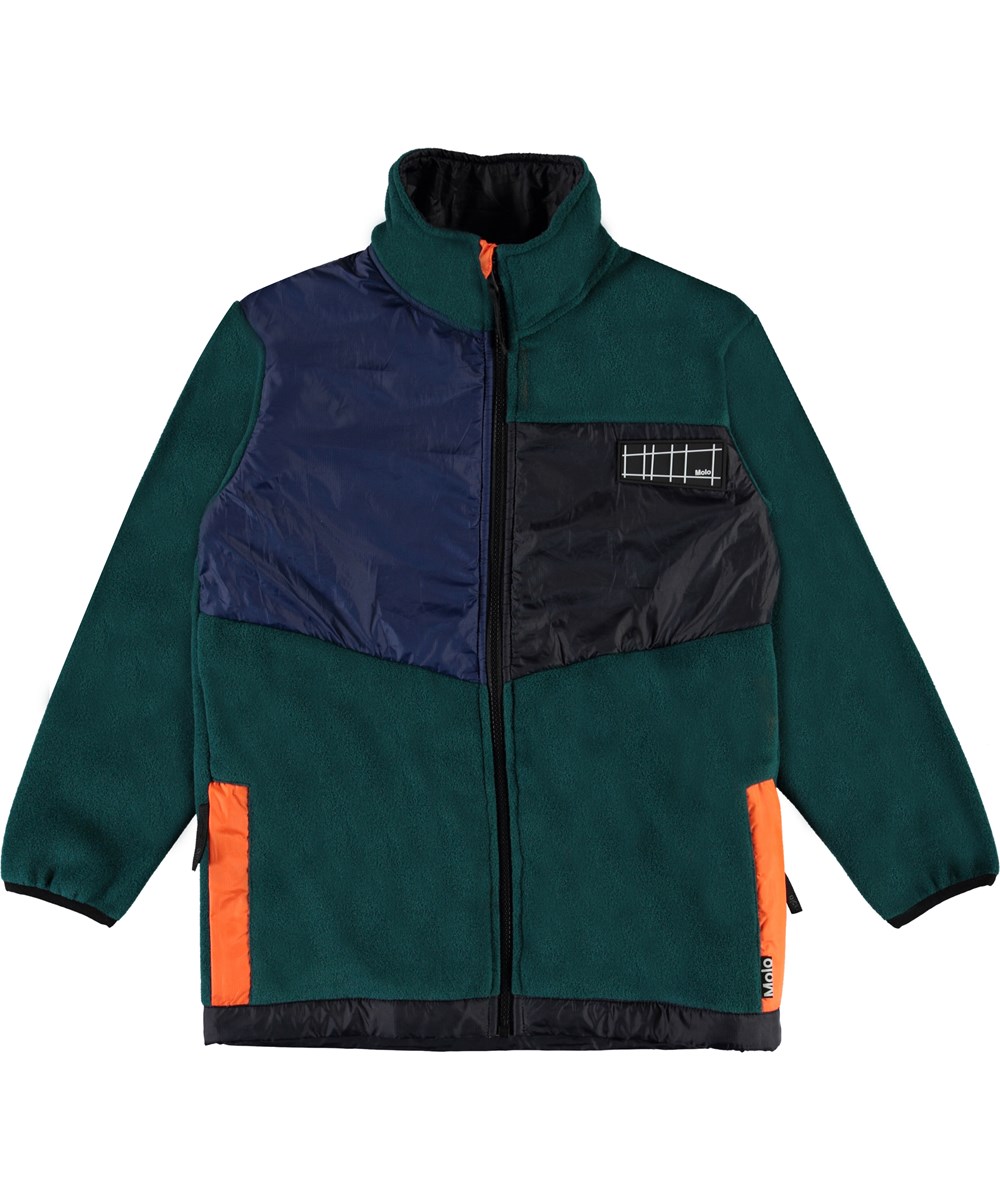 Urbain - Night Forest - Dark green and neon fleece jacket