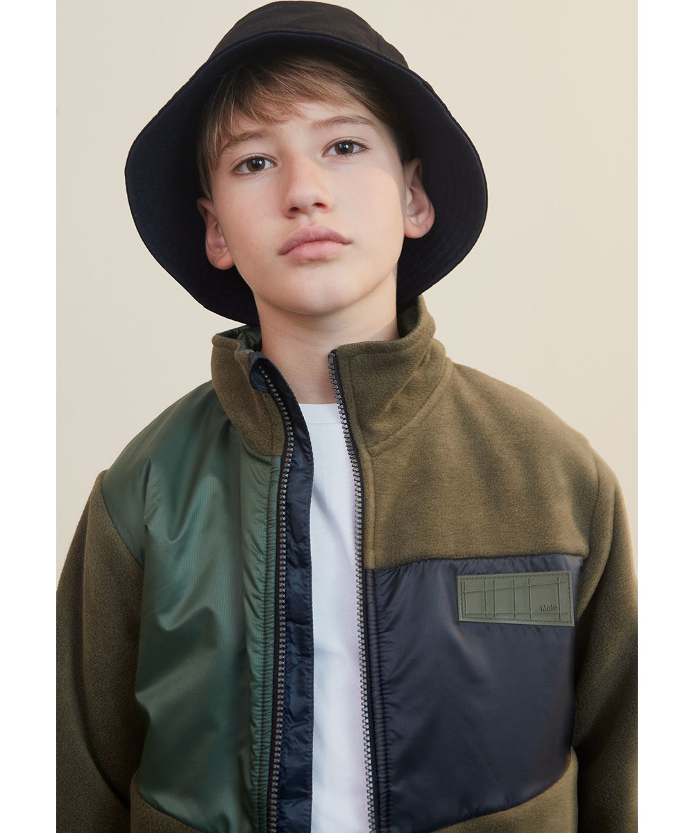 Urbain - Vegetation - Green fleece jacket with black details