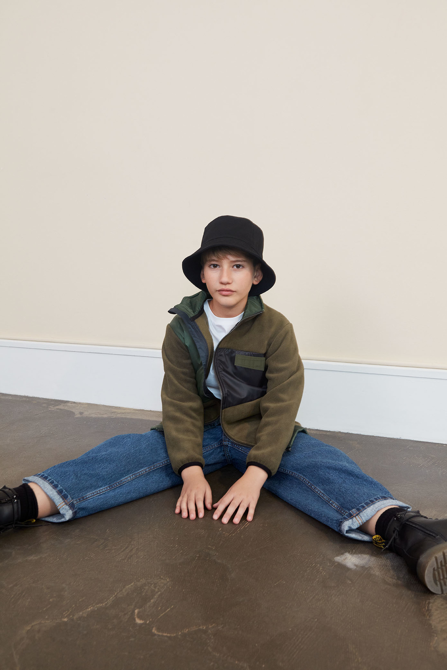 Urbain - Vegetation - Green fleece jacket with black details - Molo