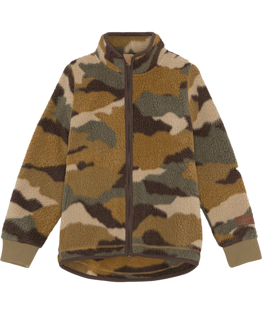 Urban - Autumn Camo 5 - Recycled brown fleece jacket with camouflage 