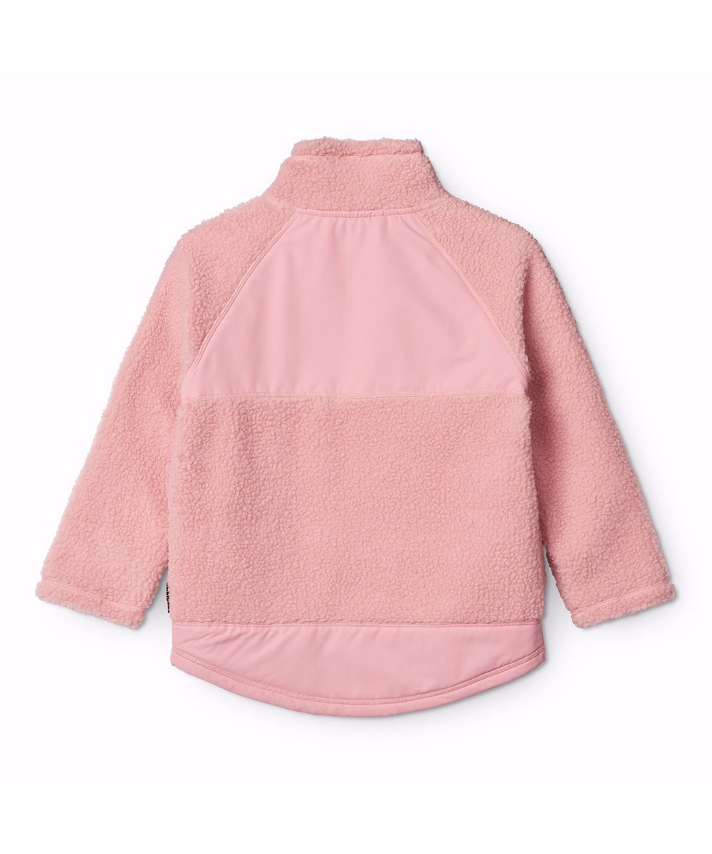 Usher - Rosequartz - Pink fleece jacket for children in recycled polyester with front pockets and durable details.