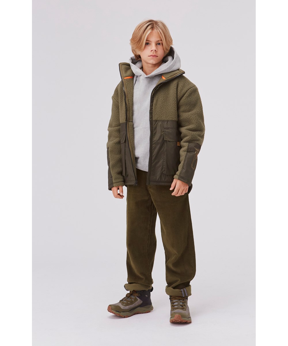 Utha - Forest - Recycled dark green fleece jacket