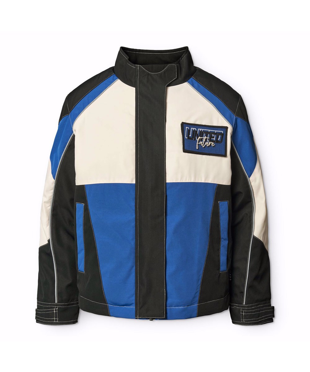 Haddix - Black - Jackets for children in black, blue, and off-white inspired by the motocross world, with chest and back velcro patches.