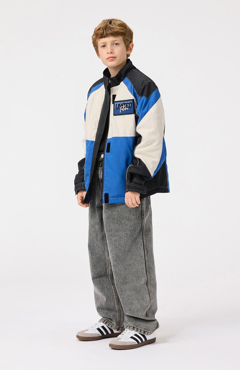 Haddix - Black - Jackets for children in black, blue, and off-white inspired by the motocross world, with chest and back velcro patches.