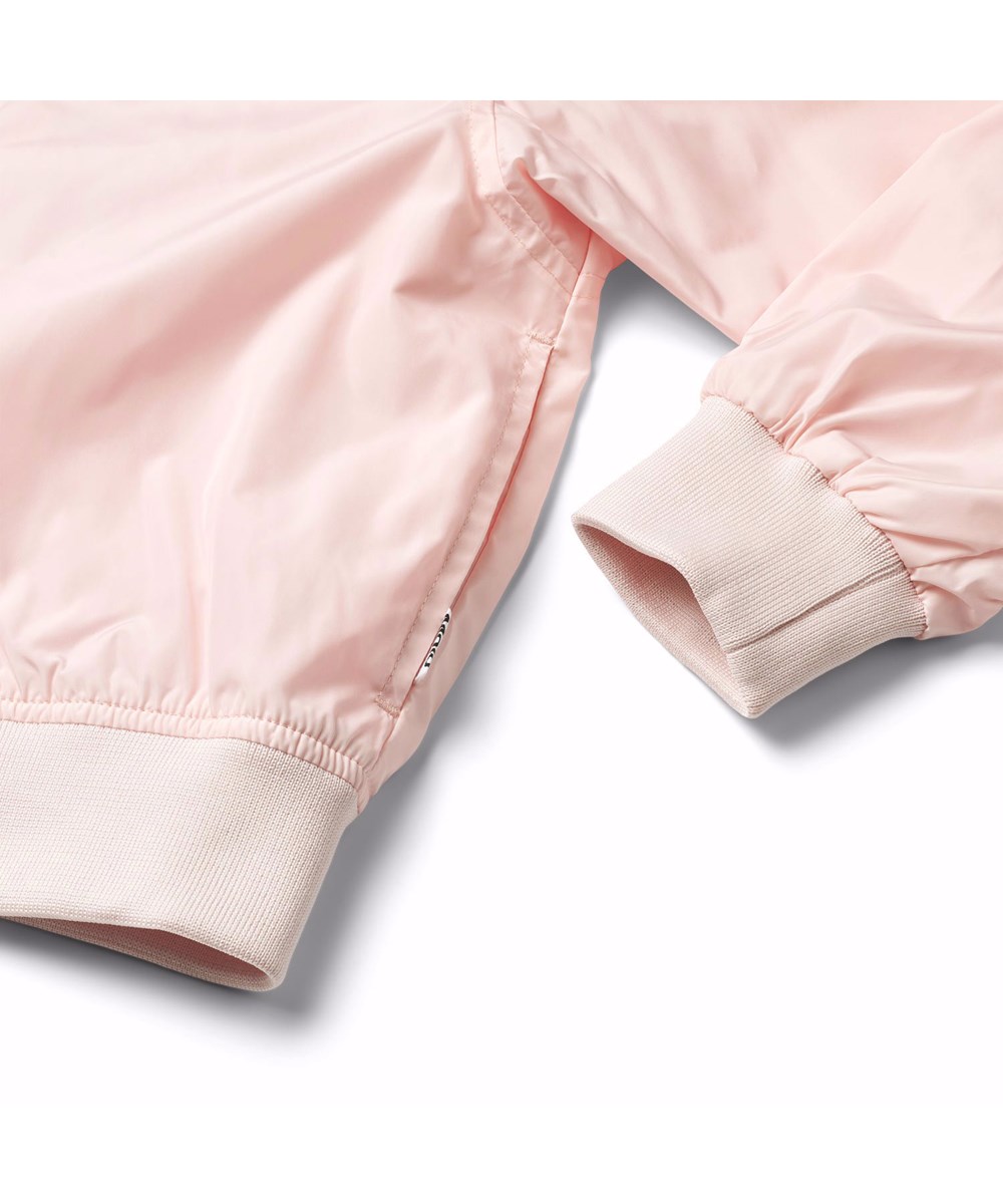 Haliva - Racing Horses - Pink, water-resistant (PFC-free: PFOS and PFOA) bomber jacket for children in recycled polyester with a print on the back and chest of a horse and the text 'Horsepower'.